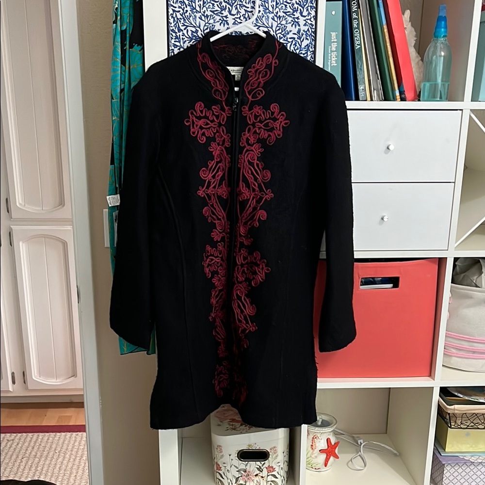 Coldwater Creek Black Jacket with Red Detailing 100% wool